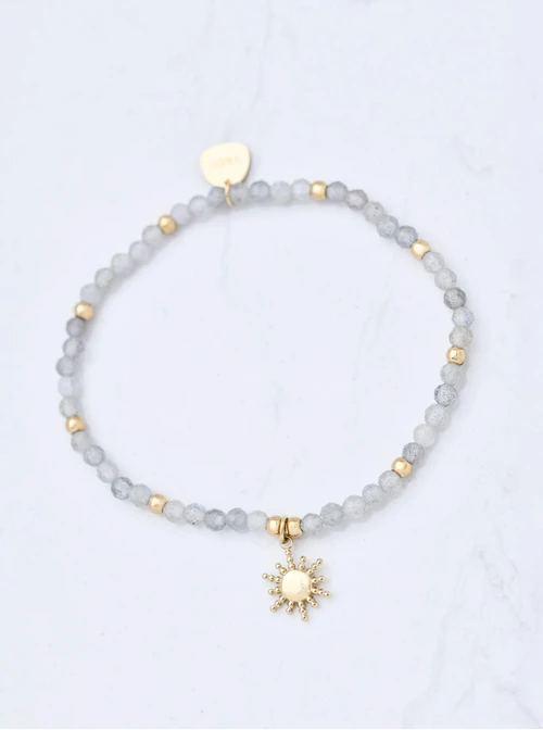 Bransoletka słoneczko, Labradoryt, stal pozłacana S111163Z00