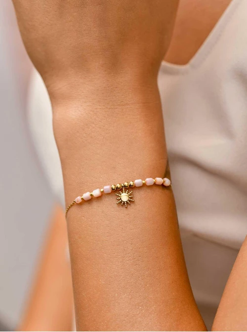 Bransoletka słoneczko, koraliki Miyuki, stal pozłacana S109835Z00