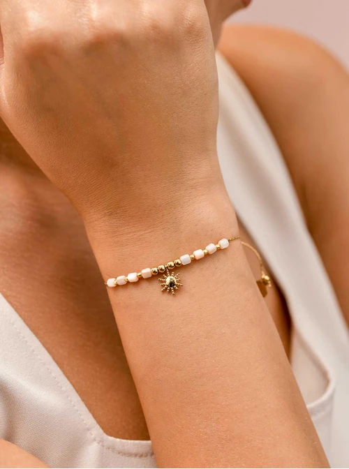 Bransoletka słoneczko, koraliki Miyuki, stal pozłacana S109836Z00