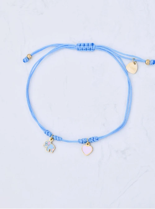 Bransoletka słonik, serduszko, stal pozłacana  S110327Z00