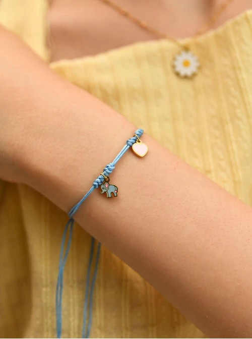 Bransoletka słonik, serduszko, stal pozłacana  S110327Z00