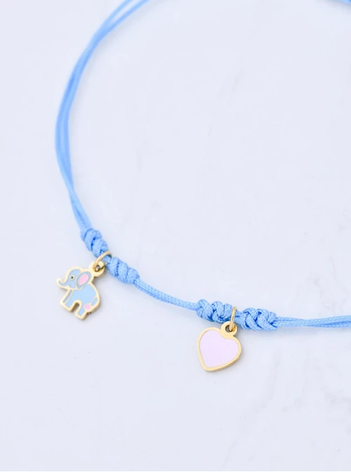 Bransoletka słonik, serduszko, stal pozłacana  S110327Z00