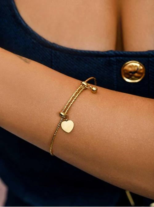 Bransoletka sztywna, serduszko, stal pozłacana, S110698Z00