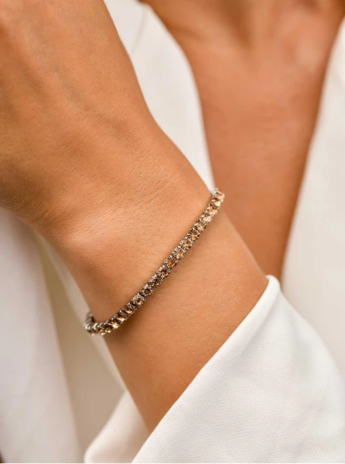 Bransoletka tenisowa kryształki, elastyczna, stal S110262S13