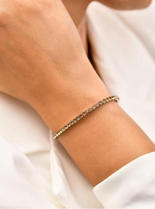 Bransoletka tenisowa z kryształkami, elastyczna, stal S110261S13