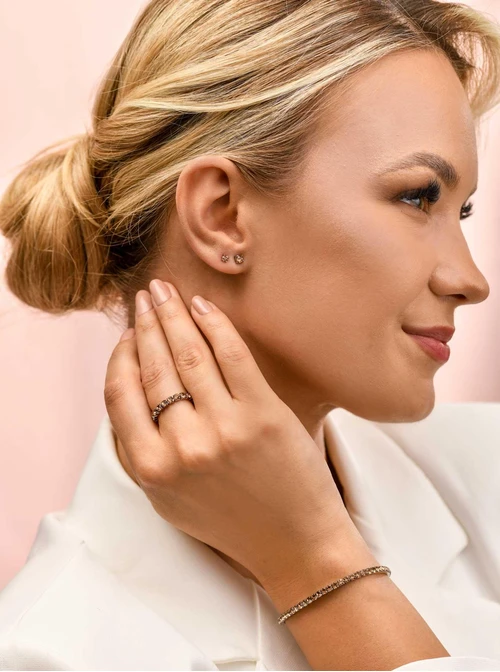 Bransoletka tenisowa z kryształkami, elastyczna, stal S110261S13