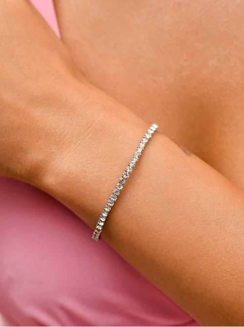 Bransoletka tenisowa z kryształkami, elastyczna, stal S110266S02