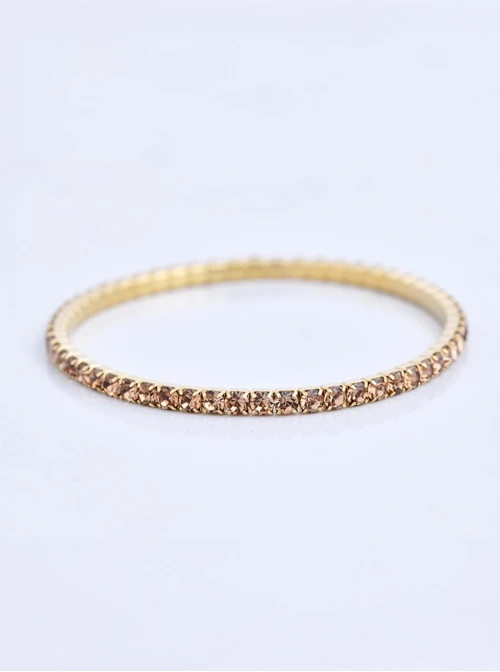 Bransoletka tenisowa z kryształkami, elastyczna, stal pozłacana S110261Z13