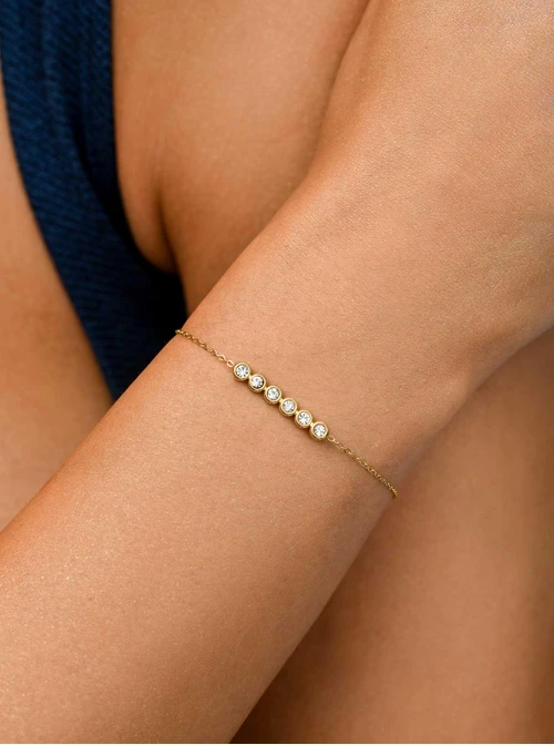 Bransoletka z kryształkami, stal pozłacana S110573Z00