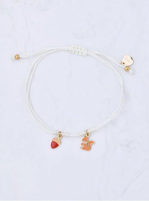 Bransoletka z wiewiórką i żołędziem, stal pozłacana S110315Z12