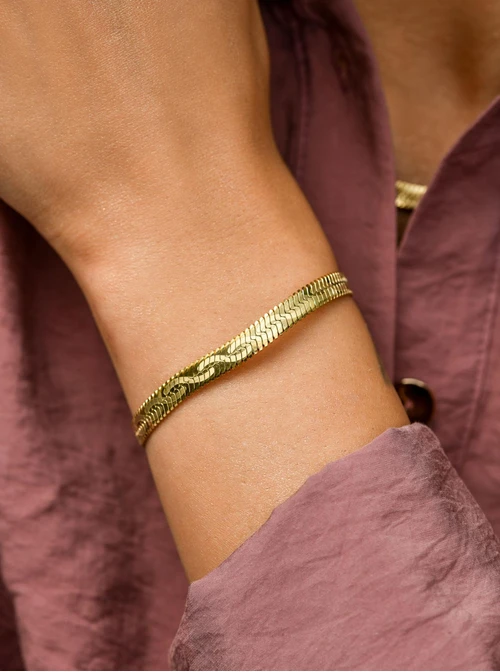 Bransoletka żmijka, stal pozłacana S110706Z00