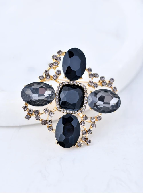 Broszka, czarne kryształki B710912Z01