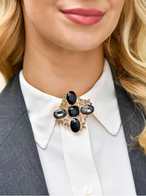 Broszka, czarne kryształki B710912Z01