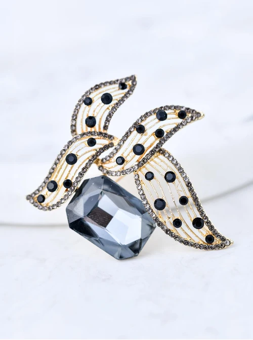 Broszka czarne kryształki B710933Z01