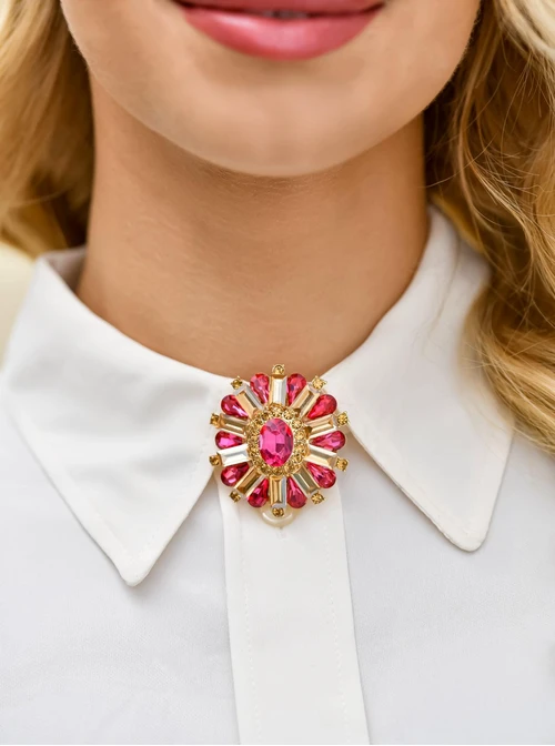 Broszka różowe kryształki B710914P00