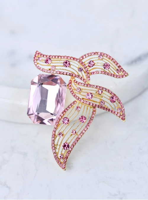 Broszka różowe kryształki B710934Z06