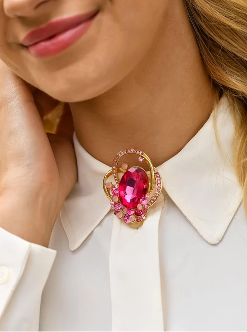 Broszka różowy kryształ B710927Z06