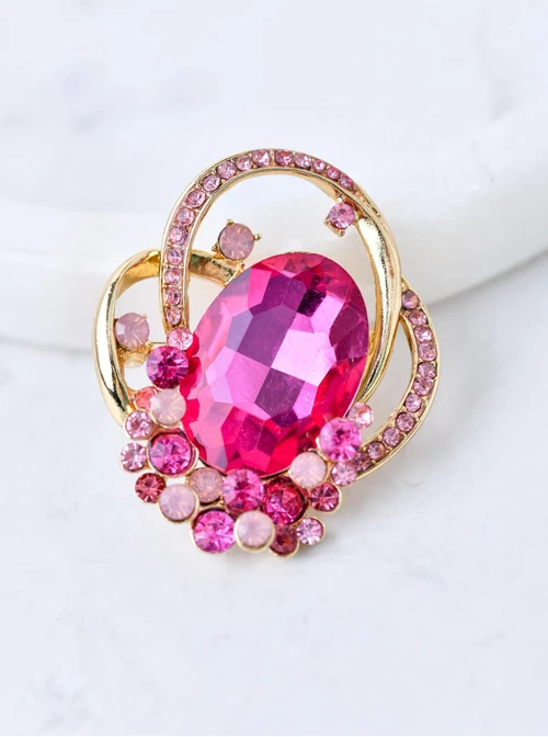 Broszka różowy kryształ B710927Z06