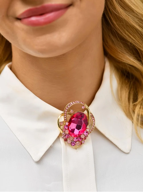 Broszka różowy kryształ B710927Z06