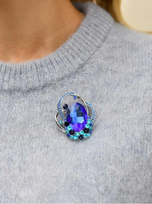 Broszka szafirowy kryształ B710926S00