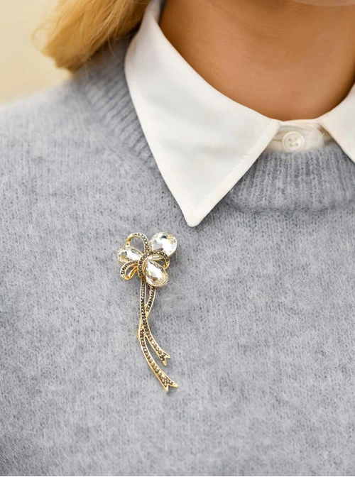 Broszka, szare kryształki B710896Z00