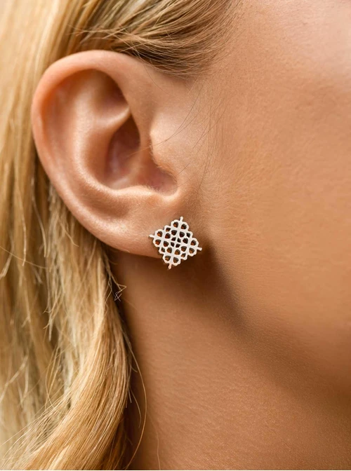 Kolczyki ażurowe kwadraty, stal S210685S00