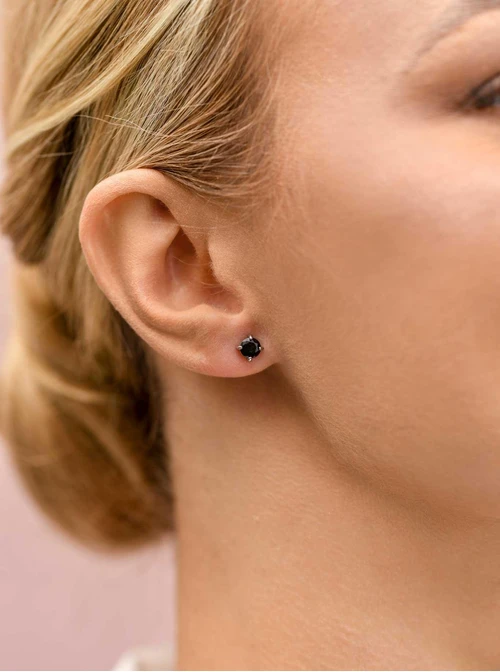 Kolczyki czarny kryształek, (0,5cm), stal S206915S01