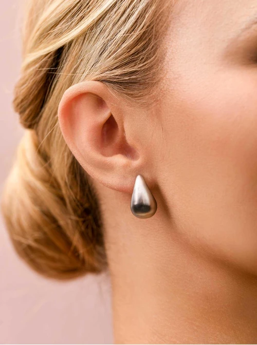 Kolczyki dmuchane, matowa kropla, stal S210029S00