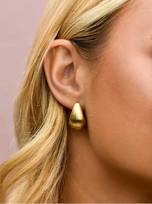 Kolczyki dmuchane, matowa kropla, stal pozłacana S210031Z00