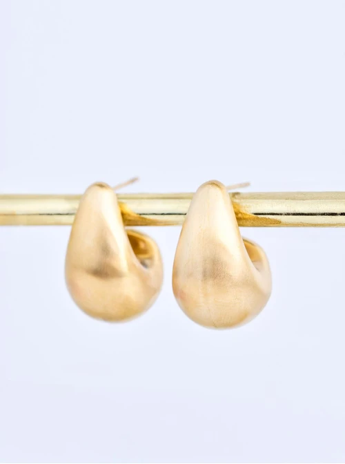 Kolczyki dmuchane, matowa kropla, stal pozłacana S210031Z00