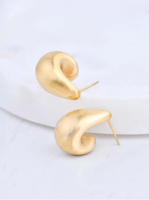 Kolczyki dmuchane, matowa kropla, stal pozłacana S210031Z00