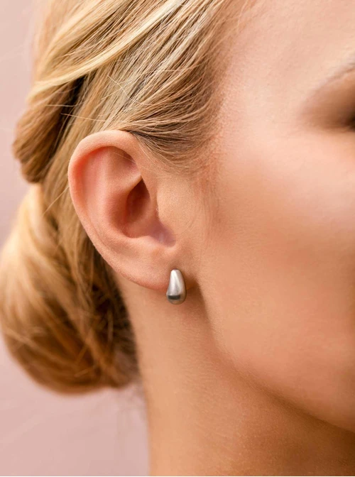 Kolczyki dmuchane, matowe kropelki, stal S210034S00