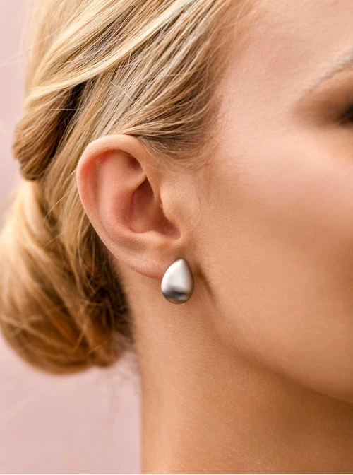 Kolczyki dmuchane, matowe krople, stal S210033S00