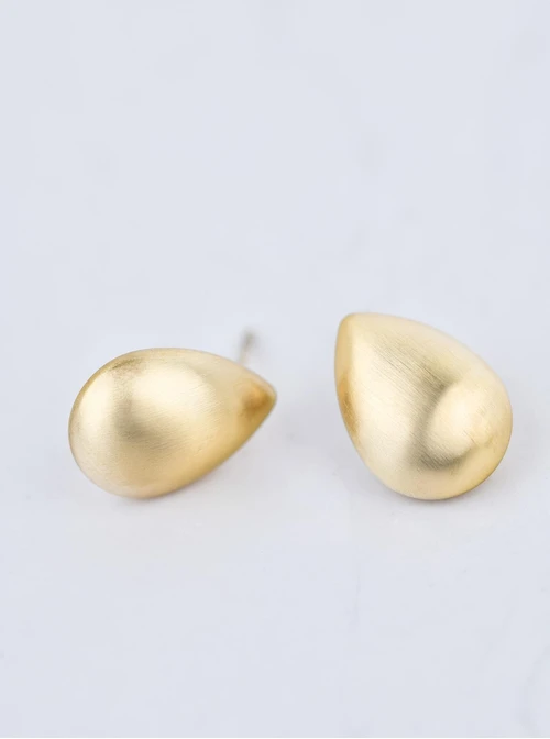 Kolczyki dmuchane, matowe krople, stal pozłacana S210033Z00