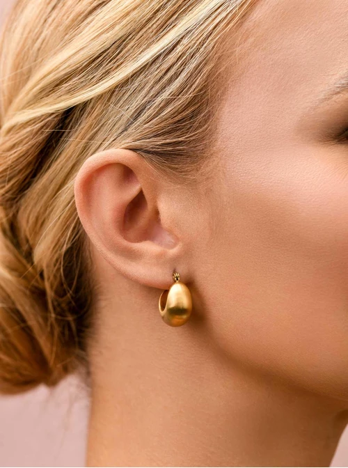 Kolczyki dmuchane, matowe księżyce, stal pozłacana S210030Z00