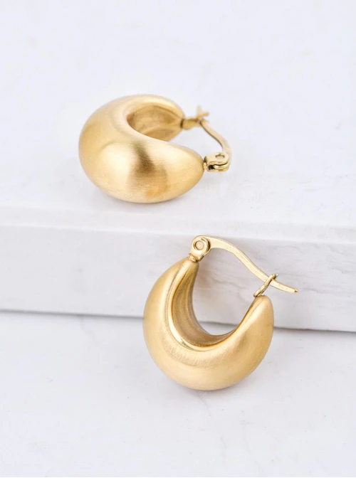 Kolczyki dmuchane, matowe księżyce, stal pozłacana S210030Z00