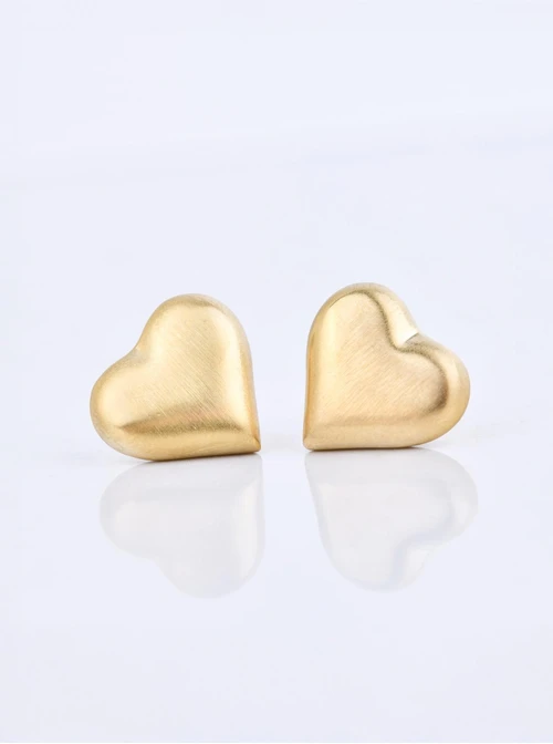 Kolczyki dmuchane, matowe serce, stal pozłacana S210032Z00
