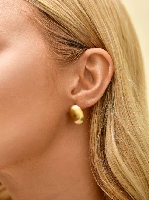 Kolczyki dmuchane, matowe, stal pozłacana S210565Z00