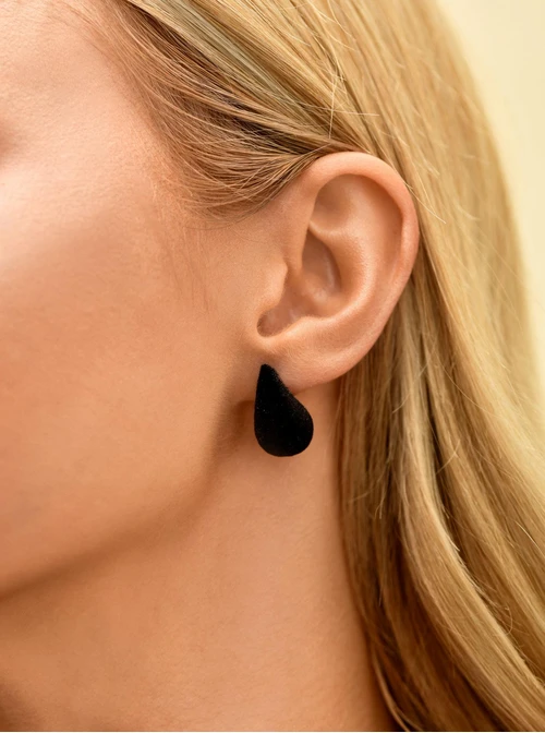 Kolczyki dmuchane, welurowe krople, stal pozłacana S209867Z01