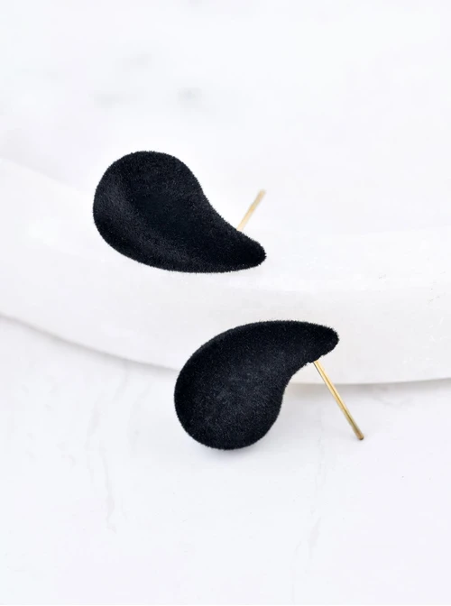 Kolczyki dmuchane, welurowe krople, stal pozłacana S209867Z01