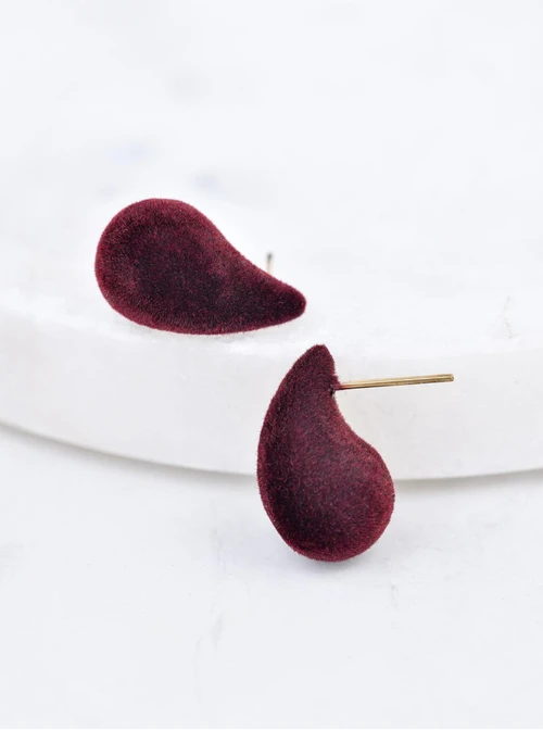 Kolczyki dmuchane, welurowe krople, stal pozłacana, S209867Z03