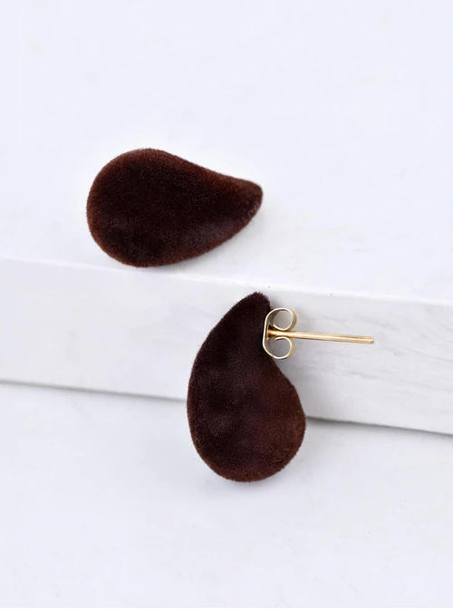 Kolczyki dmuchane, welurowe krople, stal pozłacana  S209867Z13