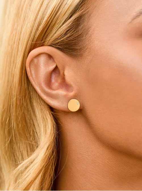 Kolczyki kółeczka z kryształkiem, stal pozłacana S210801Z00