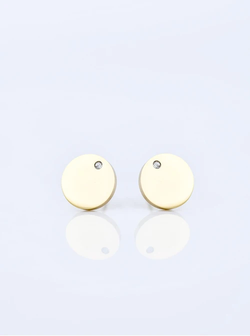 Kolczyki kółeczka z kryształkiem, stal pozłacana S210801Z00