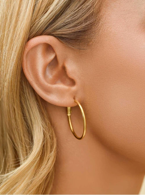 Kolczyki kółka, stal pozłacana S210804Z00