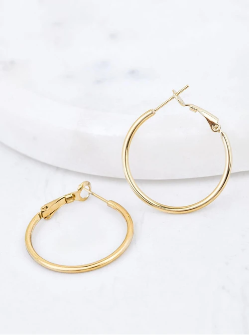 Kolczyki kółka, stal pozłacana S210804Z00