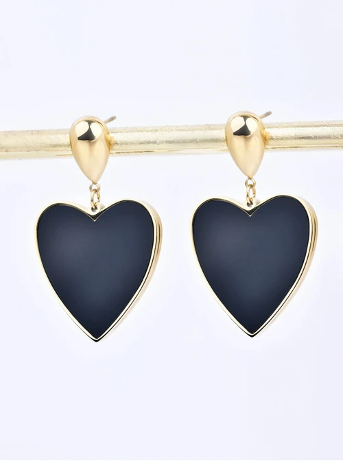 Kolczyki kropelka, serce, stal pozłacana S210717Z00