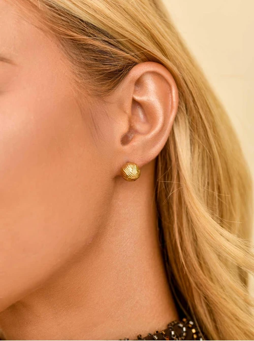 Kolczyki kulki, stal pozłacana S210696Z00