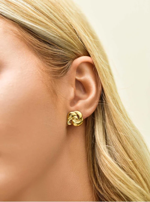 Kolczyki kwiatuszki, stal pozłacana S210579Z00