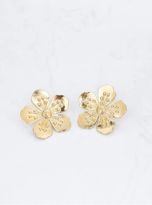 Kolczyki kwiaty, stal pozłacana S210577Z00